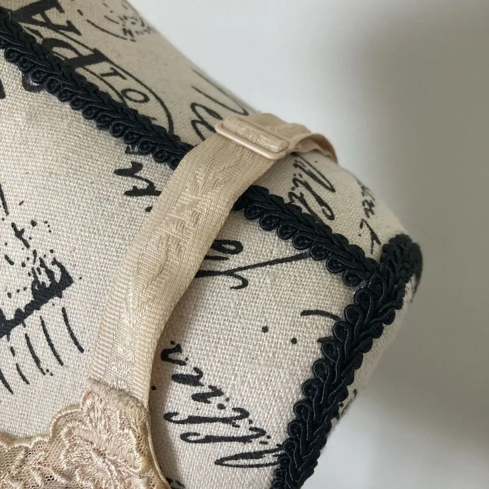 Wacaol Underwire Bra 40DD Beige Floral Lace Bow 858151